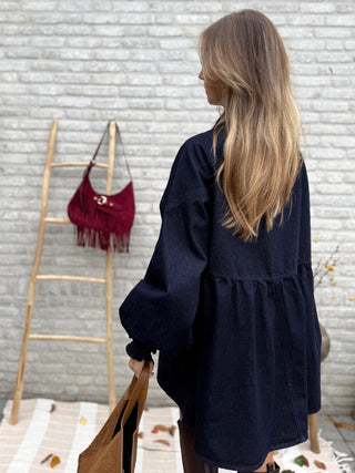 Denim Shirt Dress / Dark Indigo