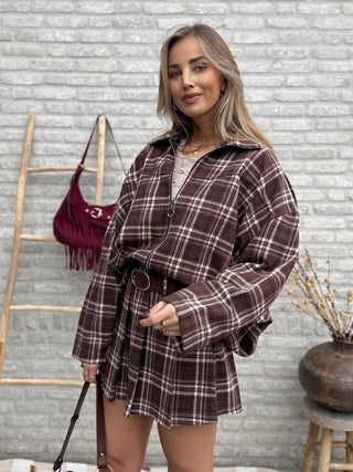 Checked Skirt / Brown Plaid