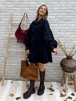 Denim Shirt Dress / Dark Indigo
